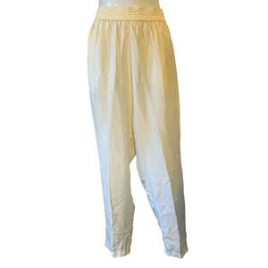 Josephine M Silk Pants trousers elastic waist pull on beige Pockets Casual